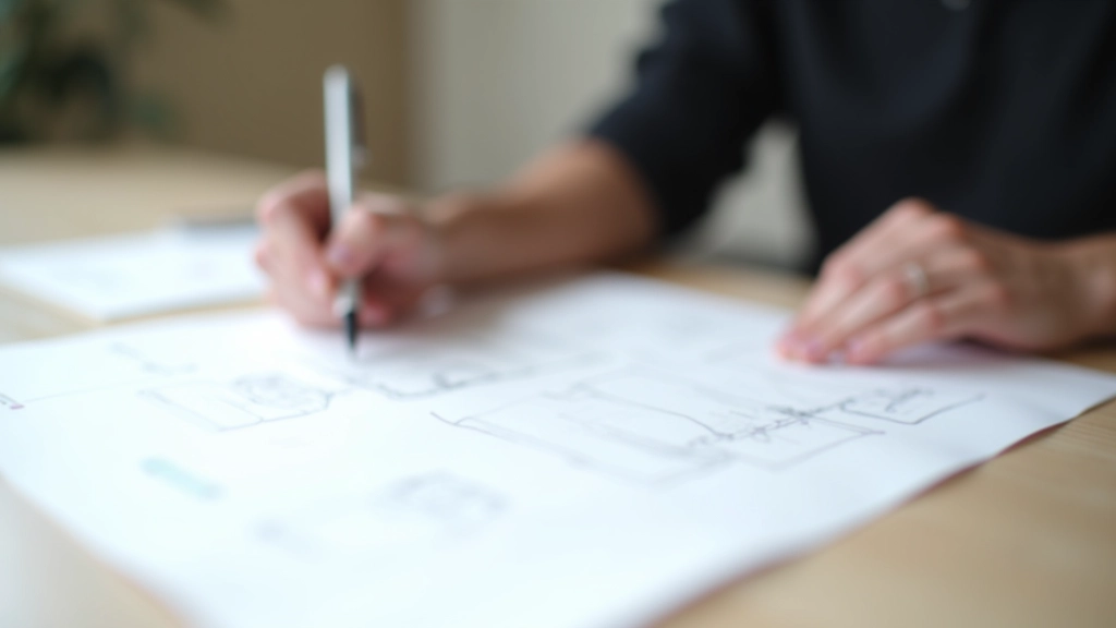 Designér skicuje wireframe pro layout landing page