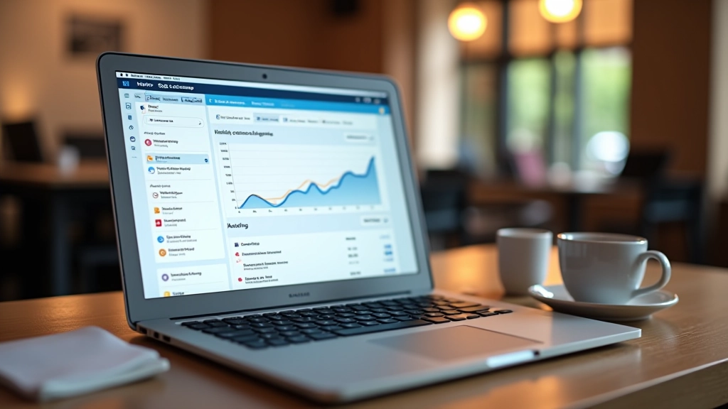 Laptop zobrazující různé nástroje pro A/B testování — ikonky aplikací, analytics software na obrazovce